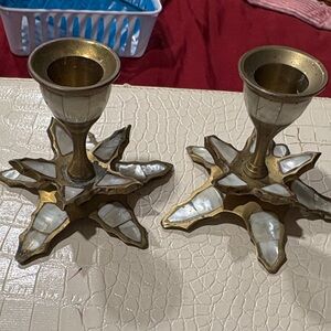 Artistic Gold and Cream Star-Shaped Candle Holders